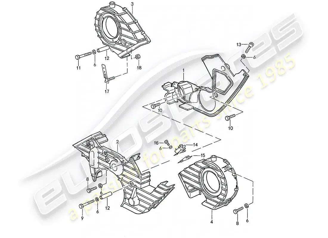 porsche 1987 (928) cubre correa dentada diagrama de piezas