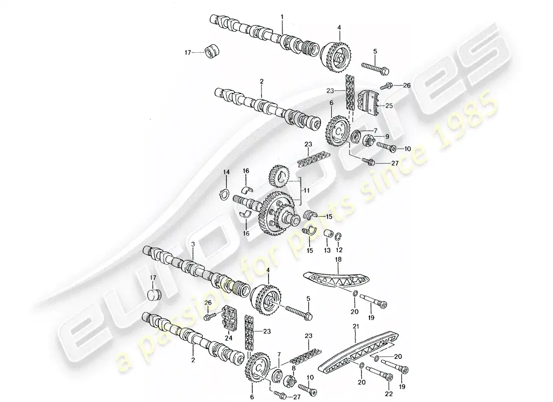 porsche 2001 (996 gt3) control de válvula diagrama de piezas