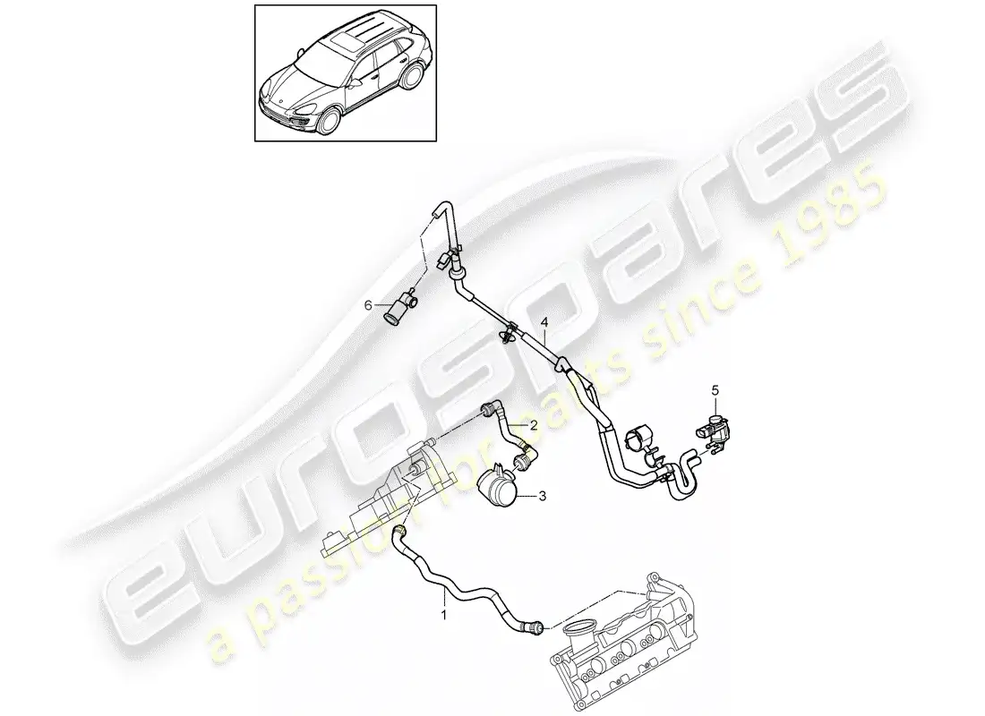 porsche 2012 (cayenne e2 92a) respiradero del cárter diagrama de piezas