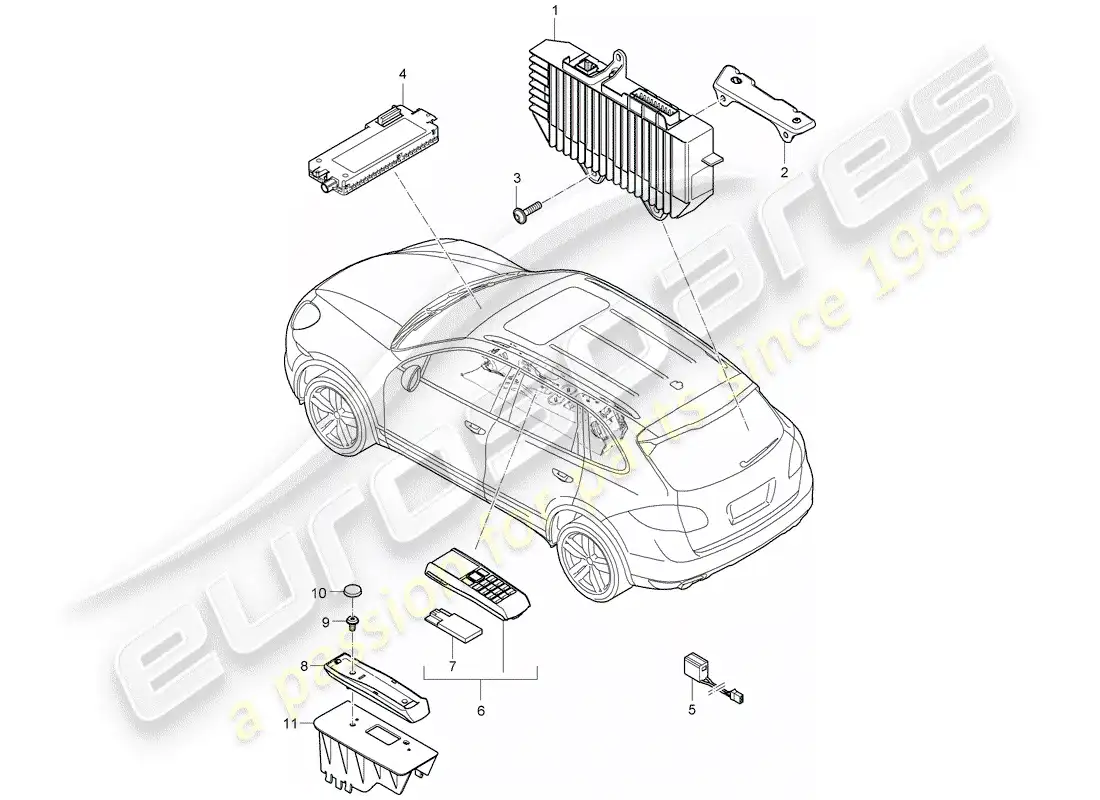 porsche 2012 (cayenne e2 92a) amplificador diagrama de piezas