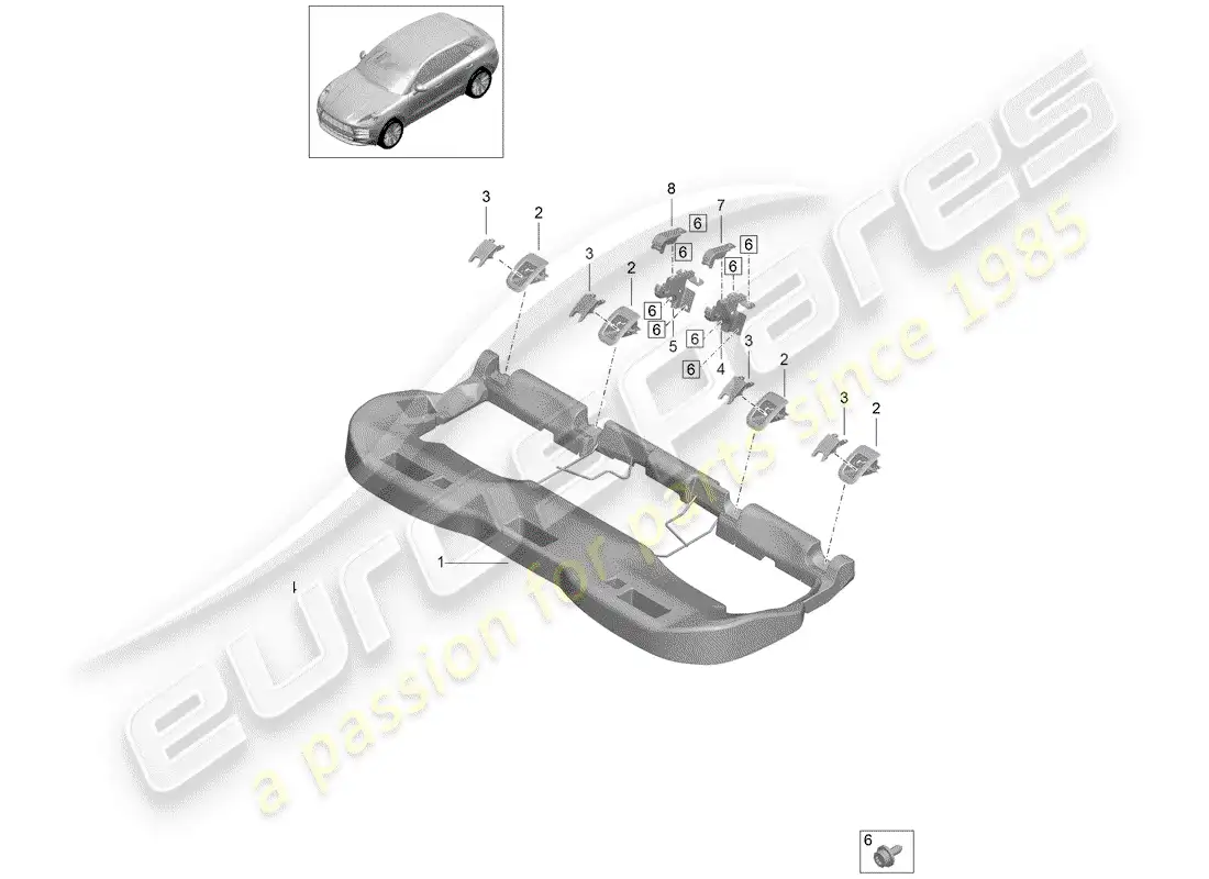 porsche 2019 (macan) rear seat diagrama de piezas