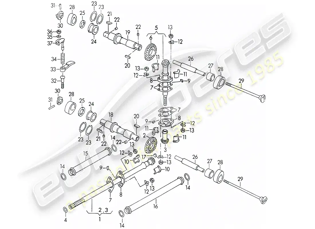 porsche 1957 (356/356a) control de válvula diagrama de piezas