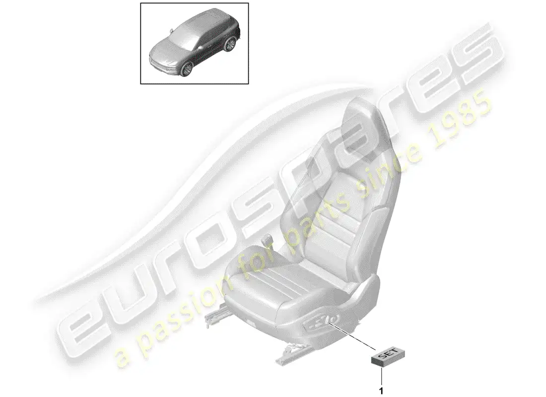 porsche 2019 (cayenne e3 9ya/9yb) kit de reparación para asiento de pasajero diagrama de piezas