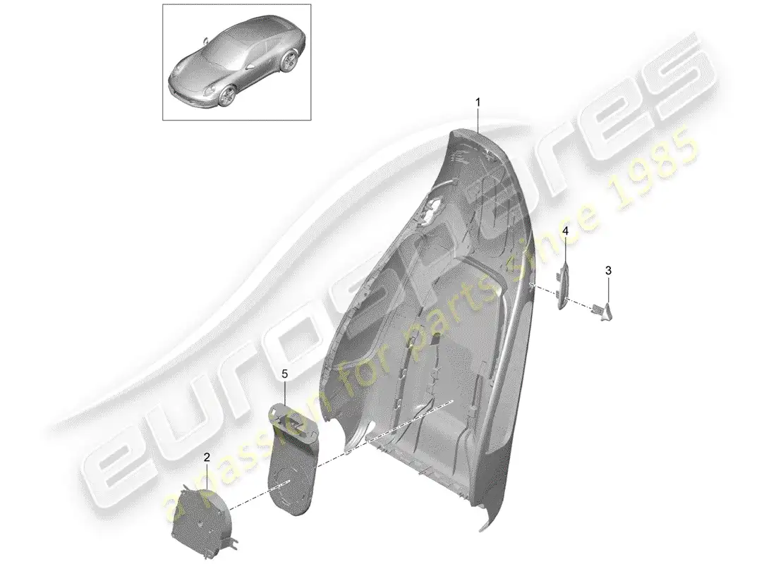 porsche 2014 (991-1) carcasa del respaldo diagrama de piezas