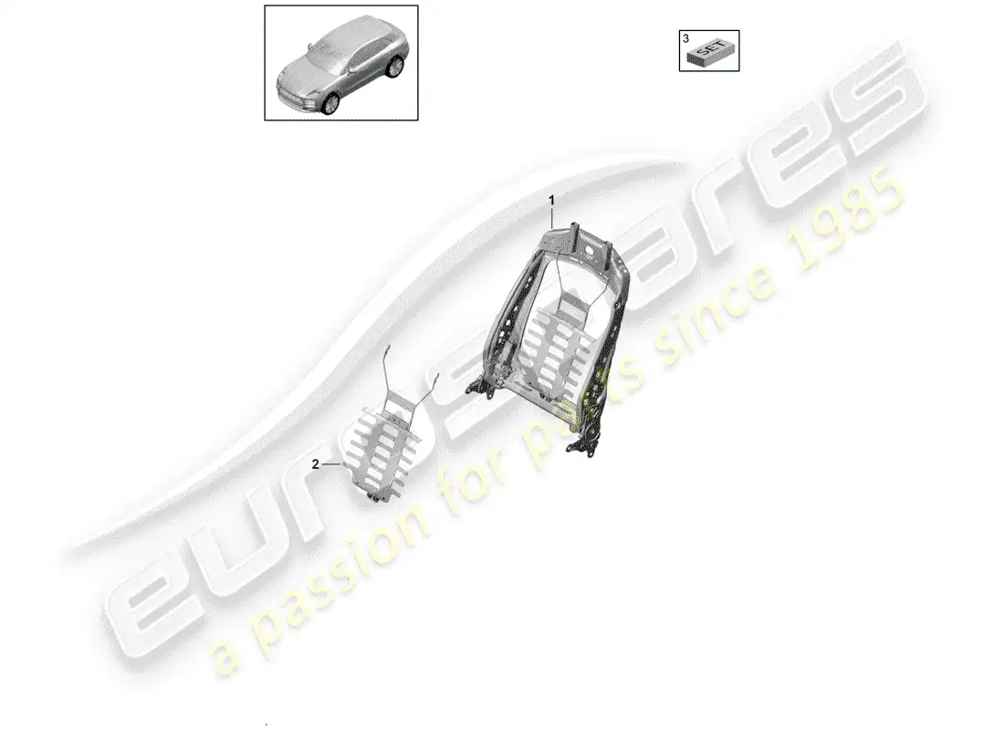 porsche 2019 (macan) marco - respaldo diagrama de piezas