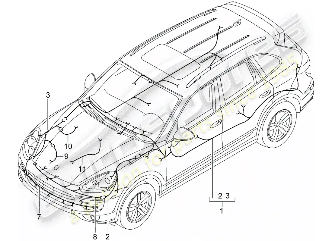 porsche 2013 (cayenne e2 92a) arneses de cableado diagrama de piezas