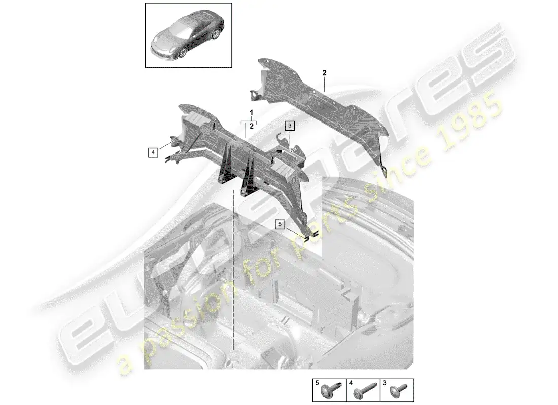 porsche 2015 (991-1 r/gt3/rs) travesaño diagrama de piezas
