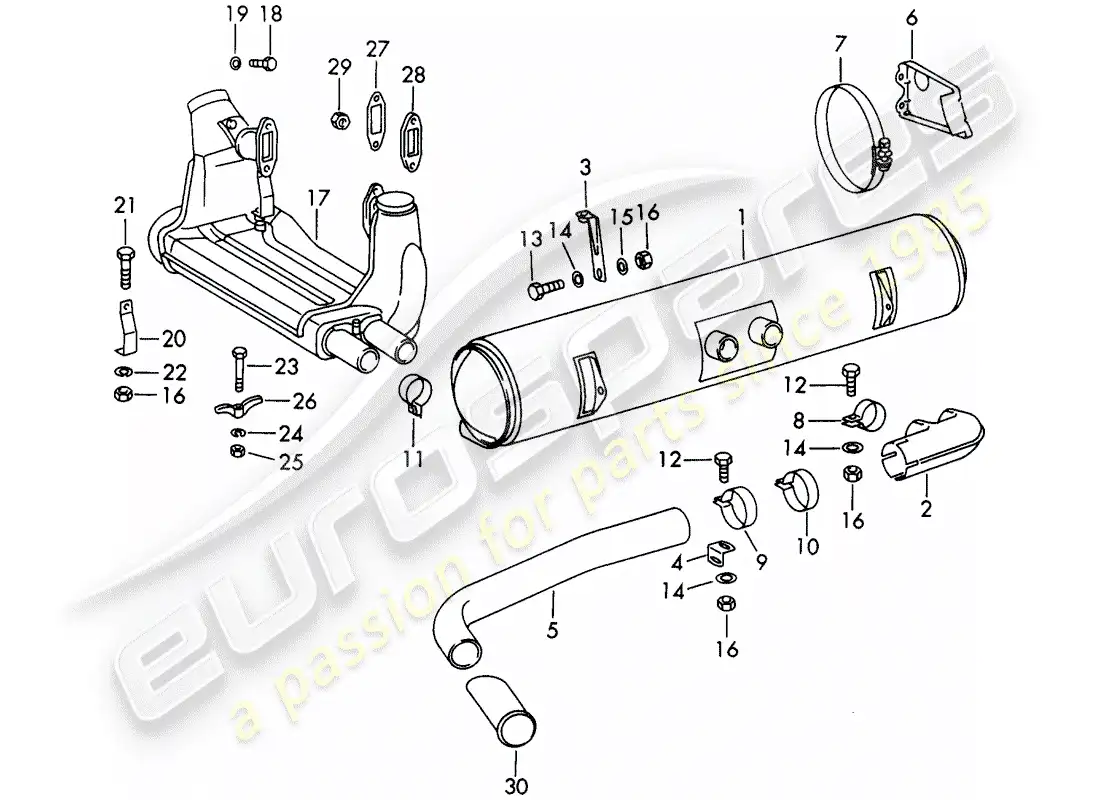 porsche 1969 (911/912) sistema de escape - para - (d) + (s) diagrama de piezas
