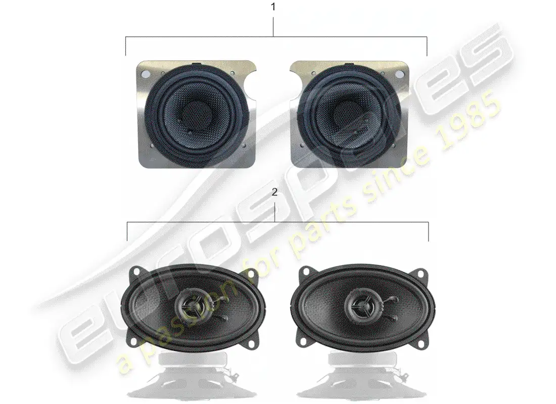 porsche 1956 (accessories) porsche classic - loudspeaker kit - sound system diagrama de piezas