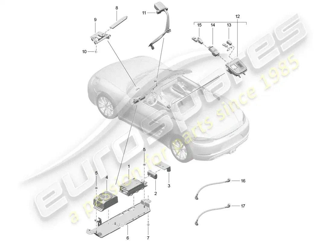 porsche 2017 (718 boxster) para vehículos con teléfono diagrama de piezas