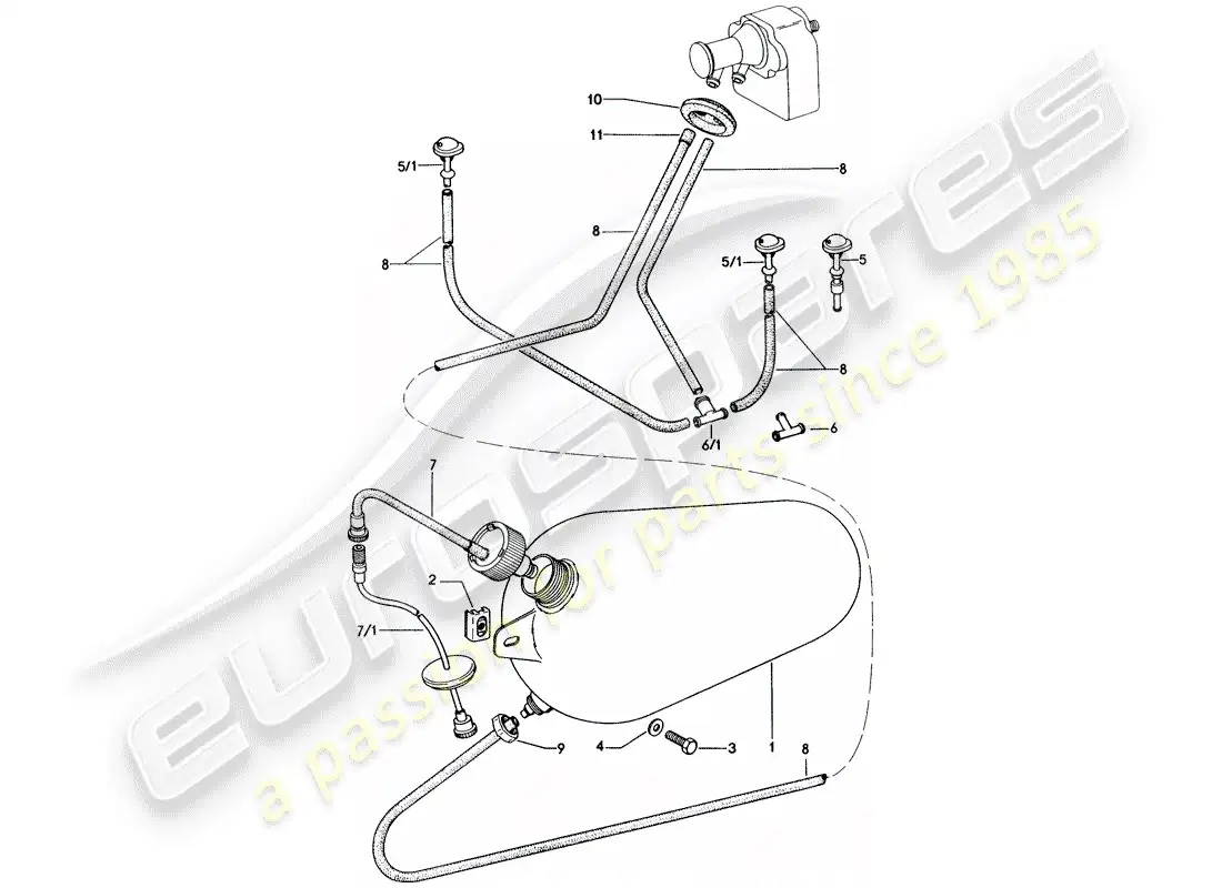 porsche 1971 (914) windshield washer unit diagrama de piezas