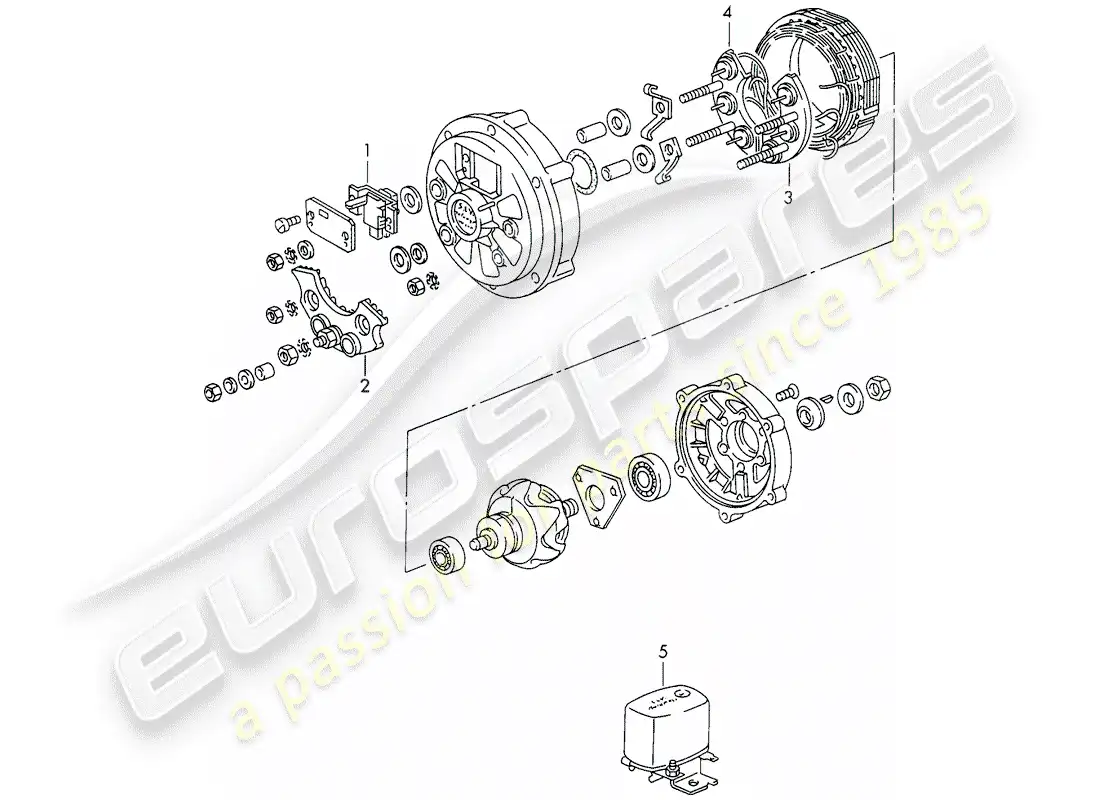porsche 1965 (911/912) alternador - 770 w - d - mj 1969>> - mj 1969 diagrama de piezas
