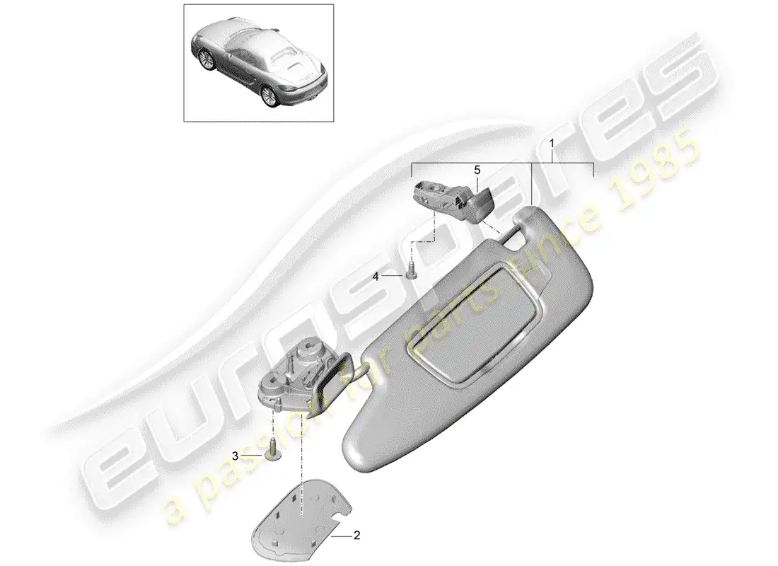 porsche 2013 (981 boxster) sun vizors diagrama de piezas