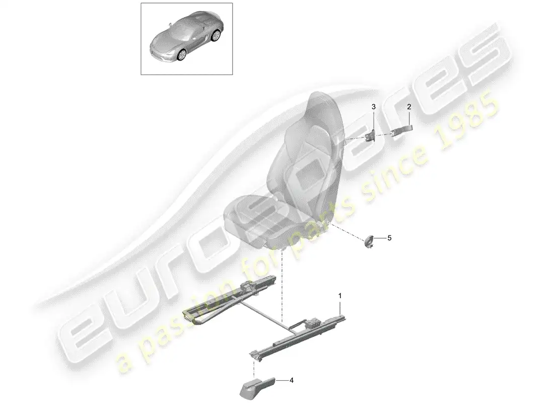 porsche 2016 (981 boxster spyder) asiento diagrama de piezas