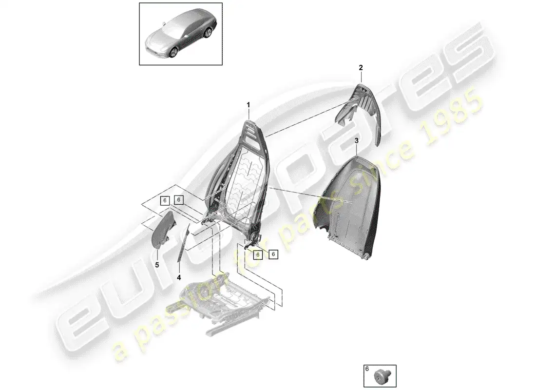 porsche 2018 (panamera 971-1) respaldo diagrama de piezas
