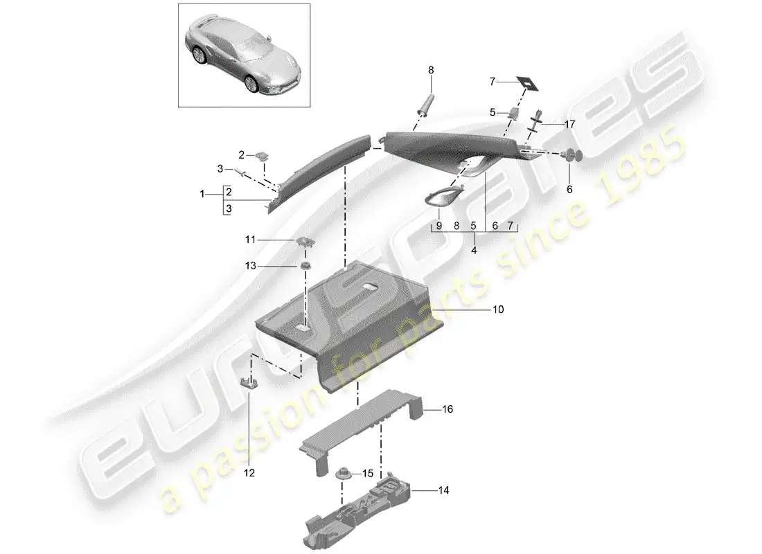porsche 2017 (991-2 turbo) adornos diagrama de piezas