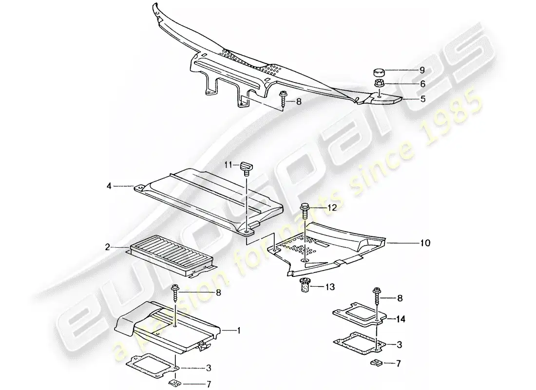 porsche 2004 (996) filtro de partículas - tapa para cámara plenum diagrama de piezas