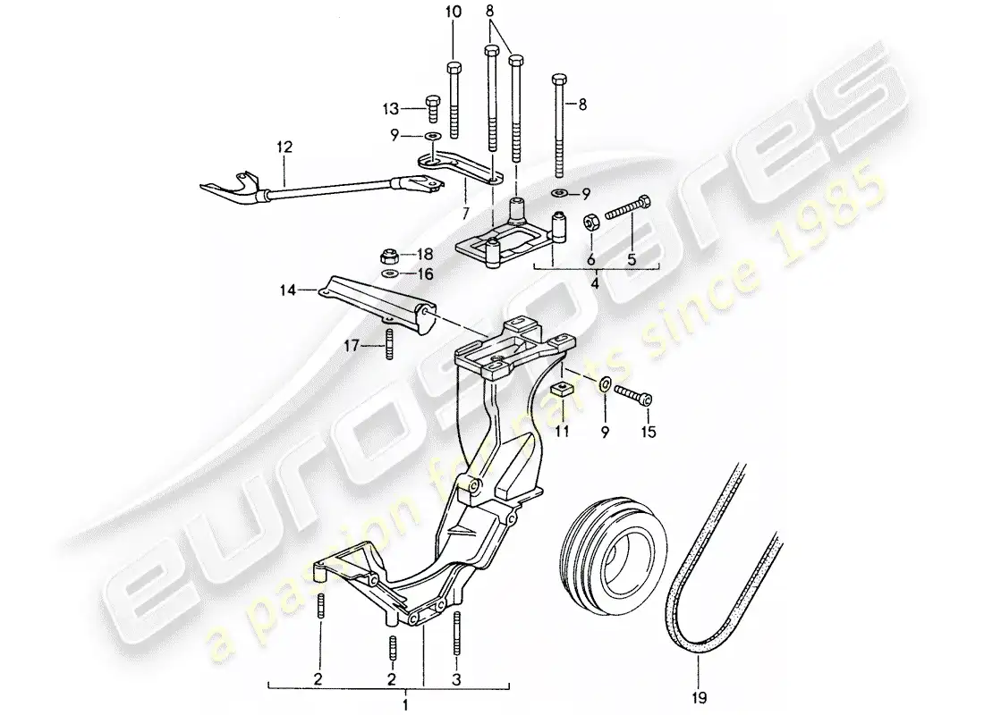 porsche 1995 (993) compresor - - montaje - mecanismo de conducción diagrama de piezas