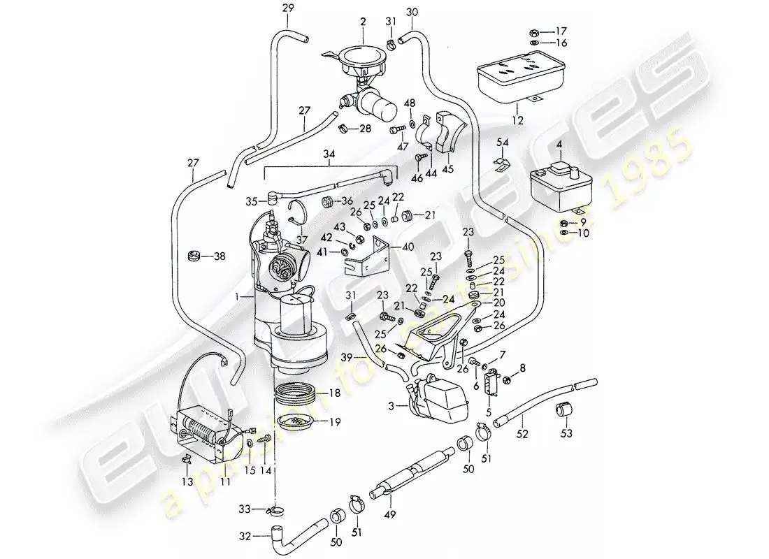 porsche 1968 (911/912) grupo de calefacción y ventilación - accesorios diagrama de piezas