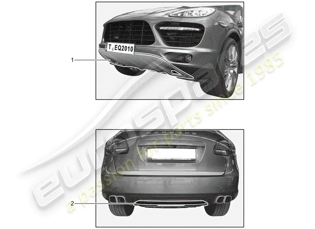 porsche 2004 (tequipment cayenne) funda para parachoques diagrama de piezas