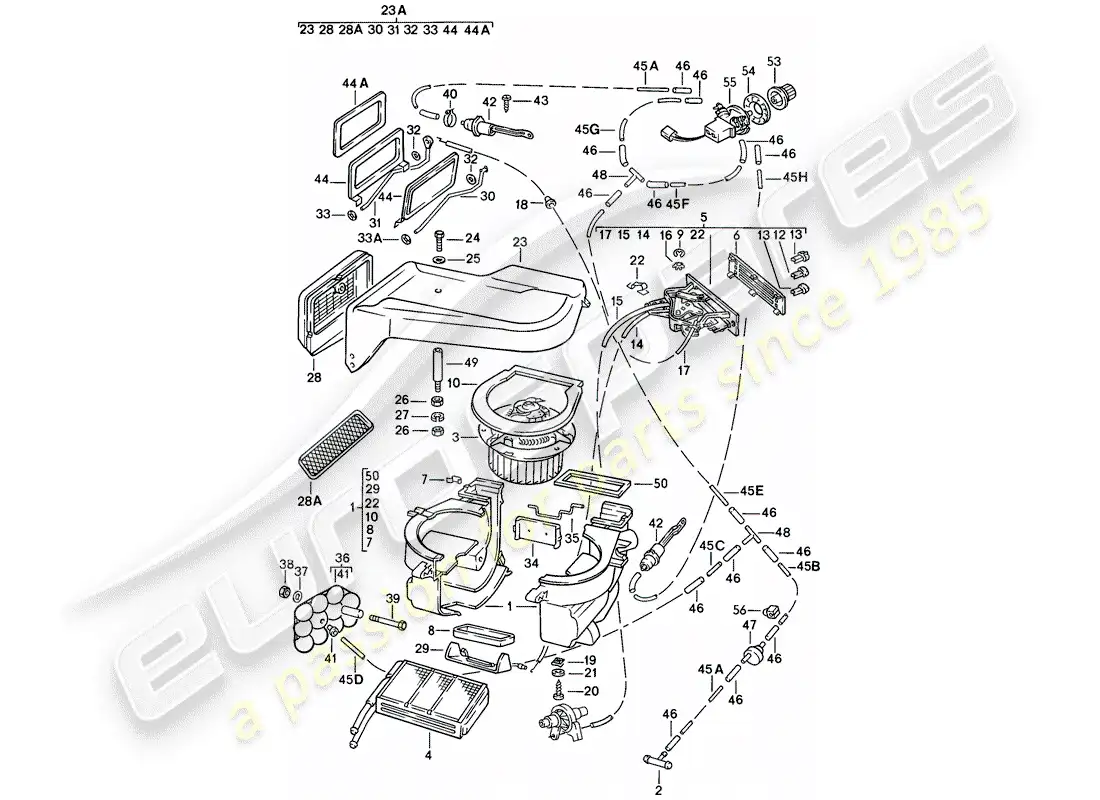 porsche 1977 (924) calentador diagrama de piezas