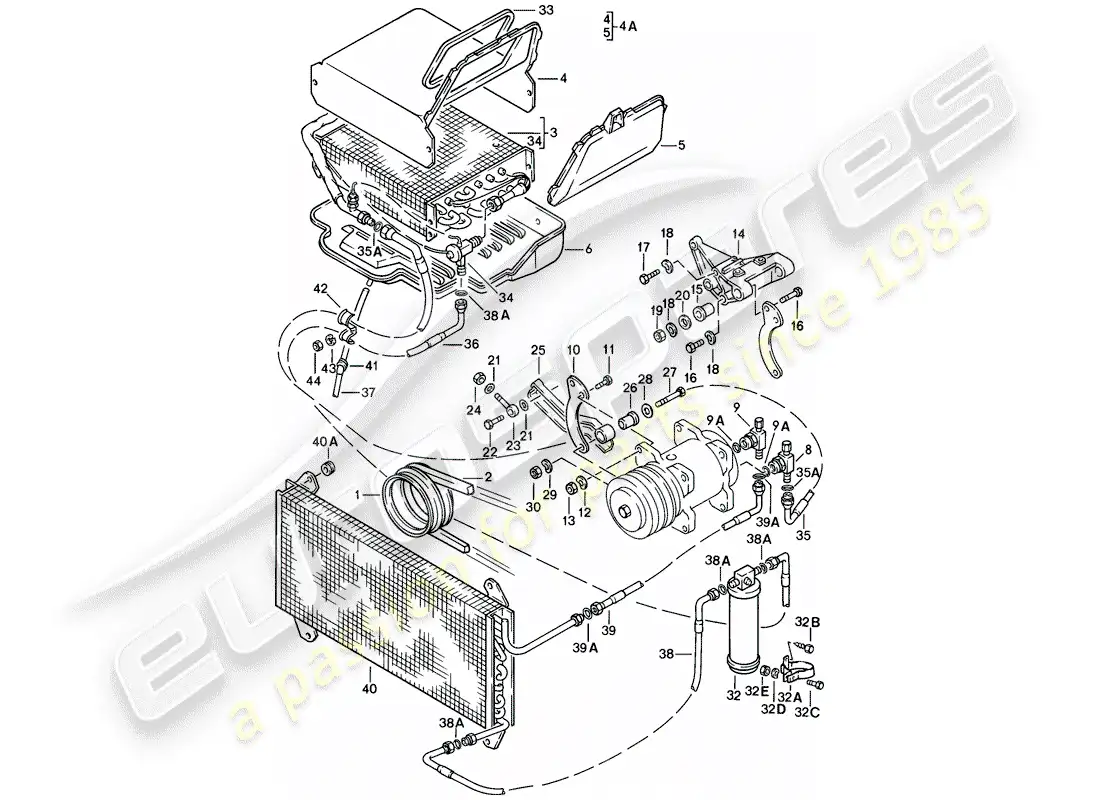 porsche 1977 (924) aire acondicionado diagrama de piezas