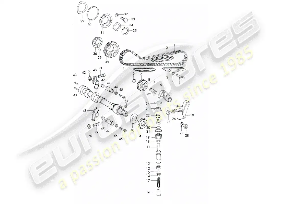 porsche 1972 (911) control de válvula - juego de reparación para mantenimiento - tensor - cadena - ver ilustración: diagrama de piezas
