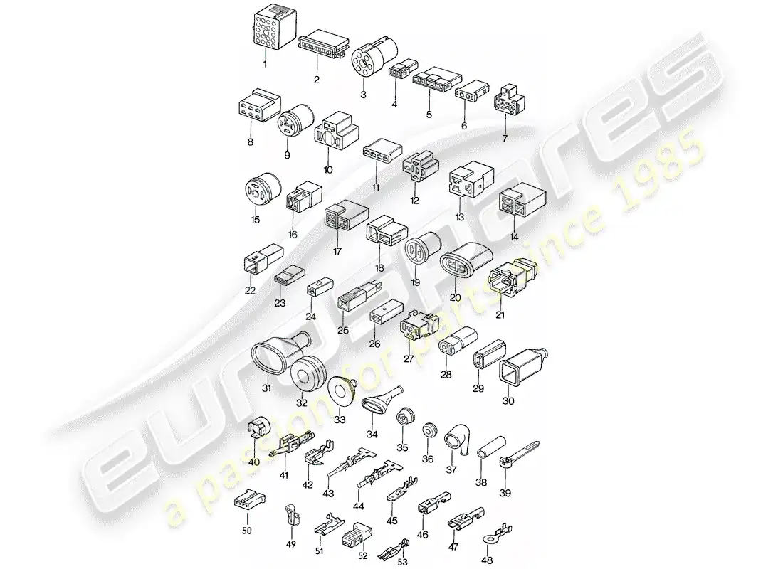 porsche 1983 (944) conector de empuje diagrama de piezas
