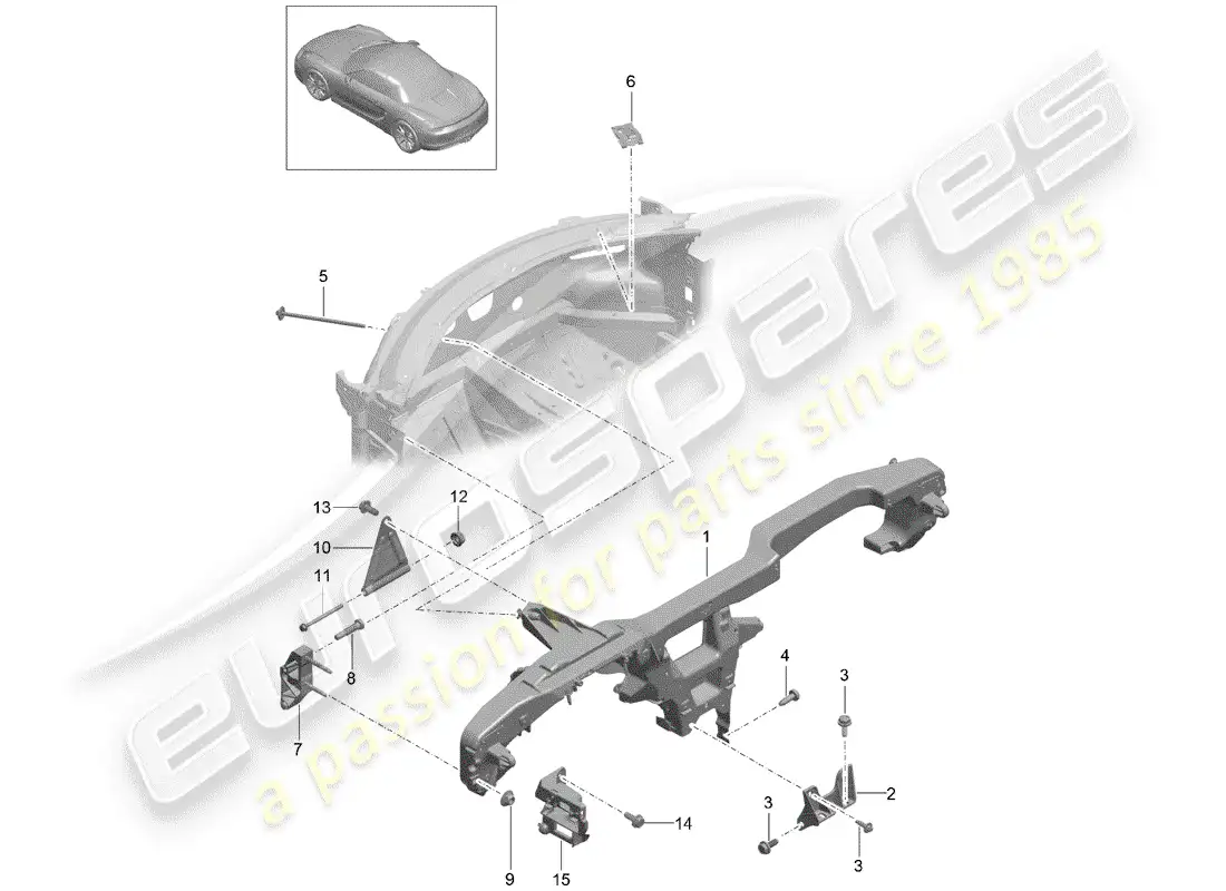 porsche 2016 (981 boxster spyder) marco de retención diagrama de piezas