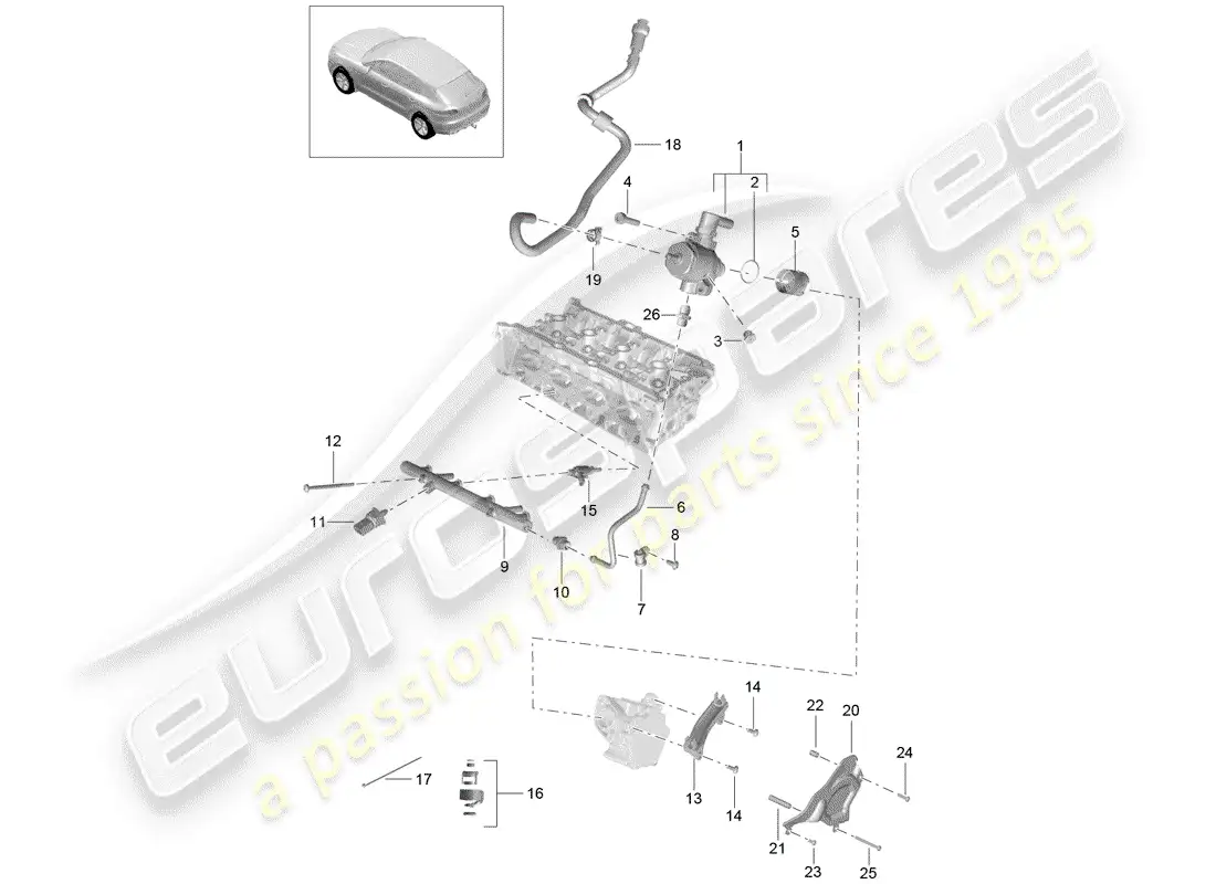 porsche 2018 (macan) diagrama de piezas del tubo de recogida de combustible