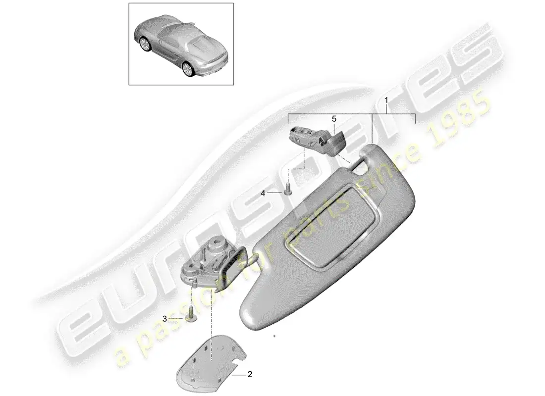 porsche 2016 (981 boxster spyder) sun vizors diagrama de piezas
