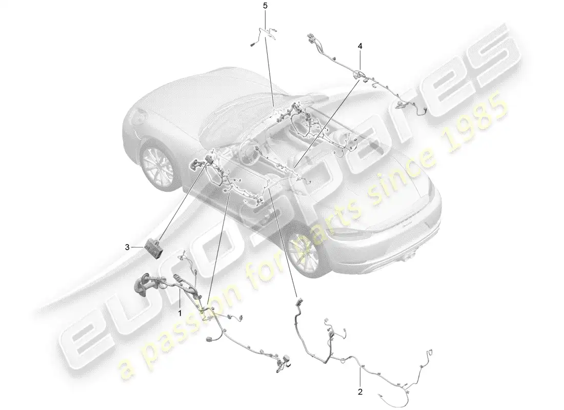 porsche 2019 (718 boxster) cableando arneses diagrama de piezas