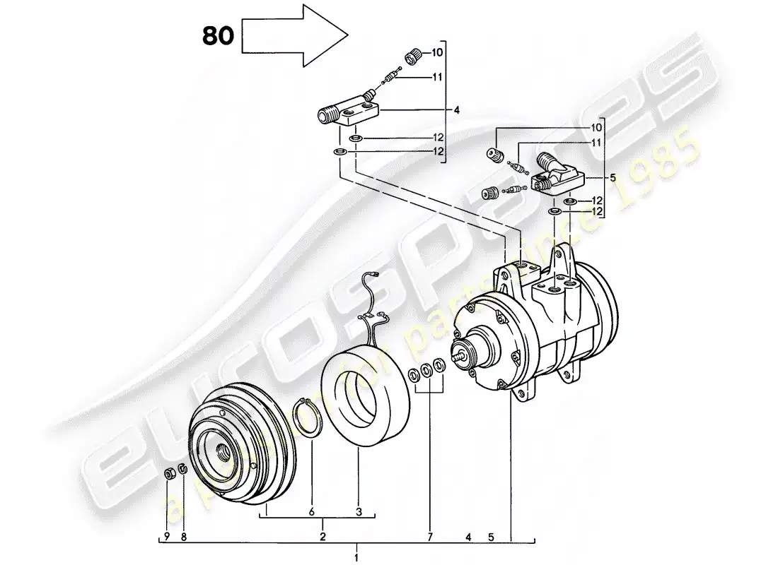 porsche 1981 (928) compresor - d - mj 1980>> diagrama de piezas