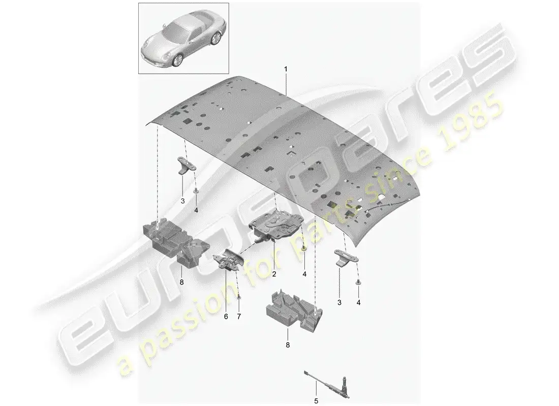 porsche 2019 (991-2) marco superior diagrama de piezas