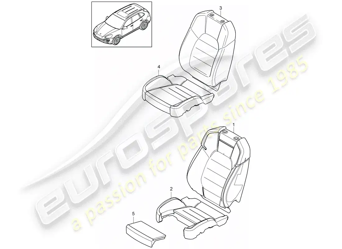 porsche 2013 (cayenne e2 92a) diagrama de piezas de la pieza de espuma