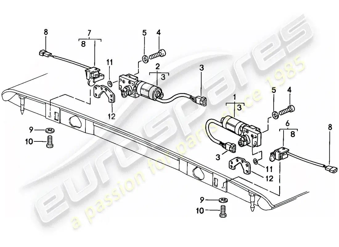 porsche 1989 (911) capota convertible - cierre - ajustable eléctricamente diagrama de piezas