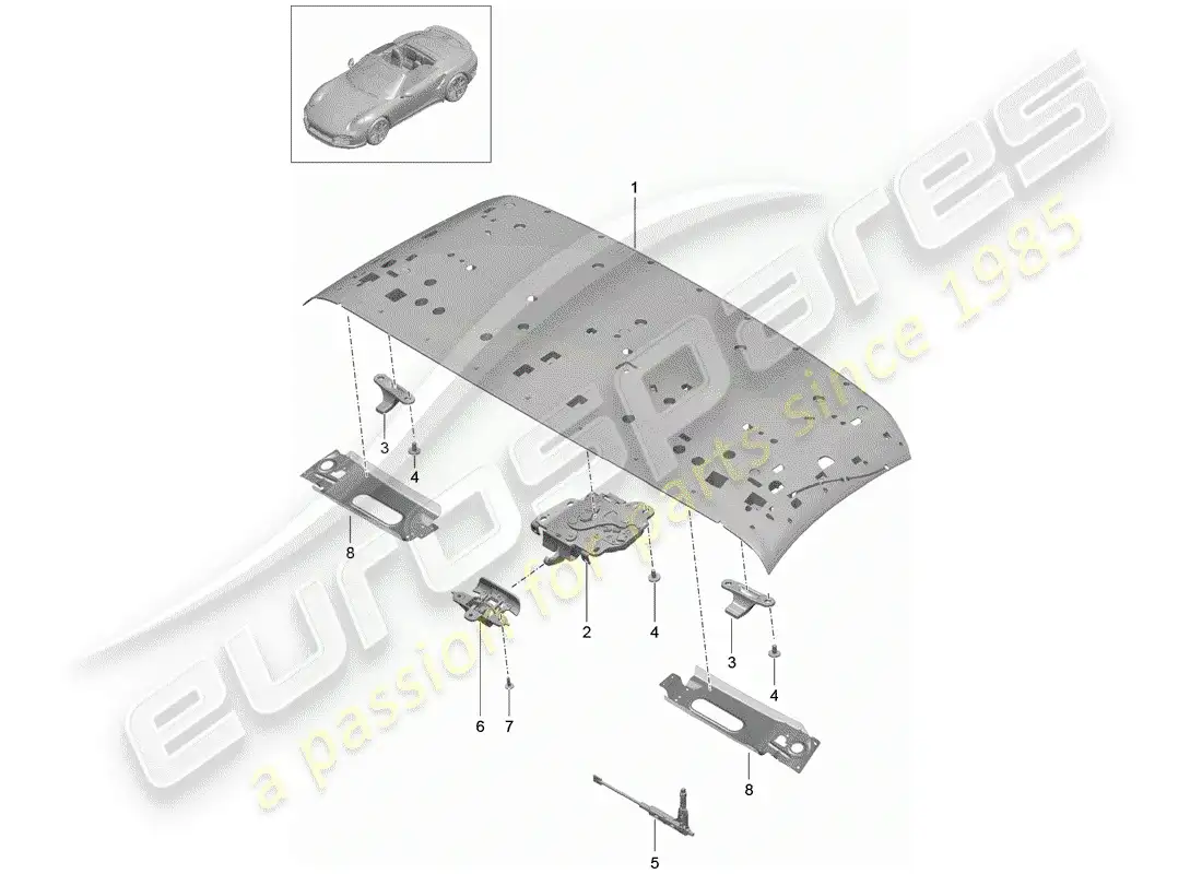 porsche 2016 (991-1 turbo) marco superior diagrama de piezas