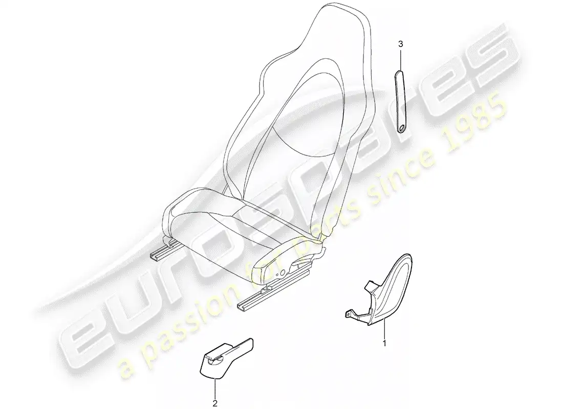 porsche 2011 (987 boxster) asiento delantero diagrama de piezas