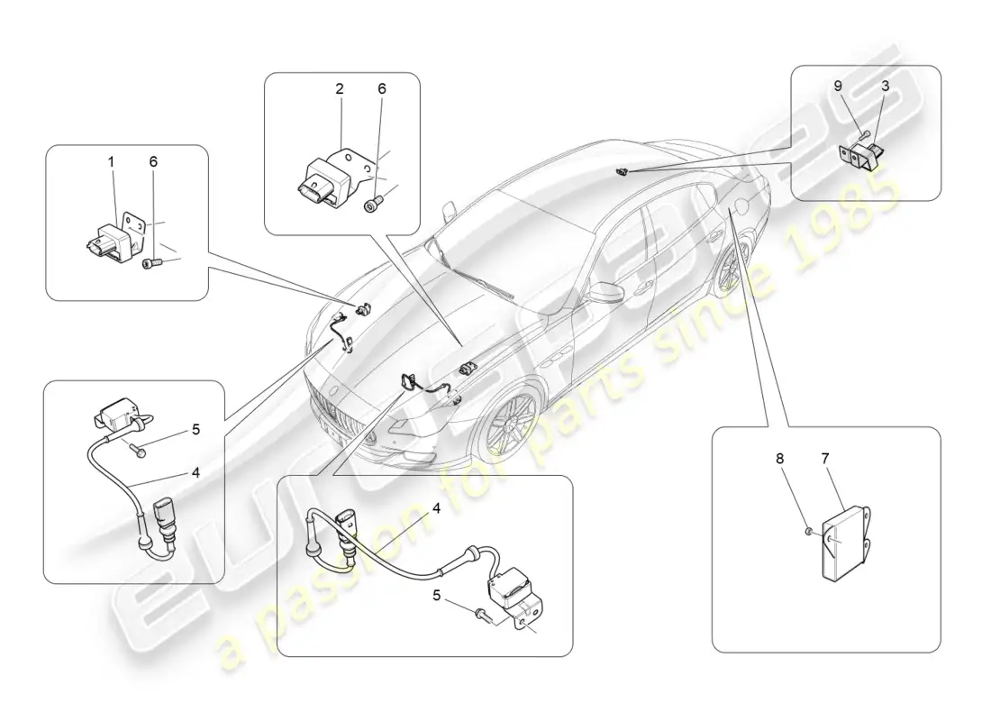 maserati qtp 3.0 tds v6 275hp (2015) diagrama de piezas de control electrónico (suspensión)