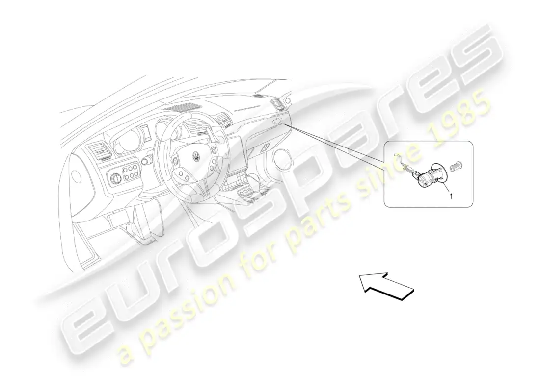 maserati granturismo s (2019) diagrama de piezas de desactivación del airbag del pasajero