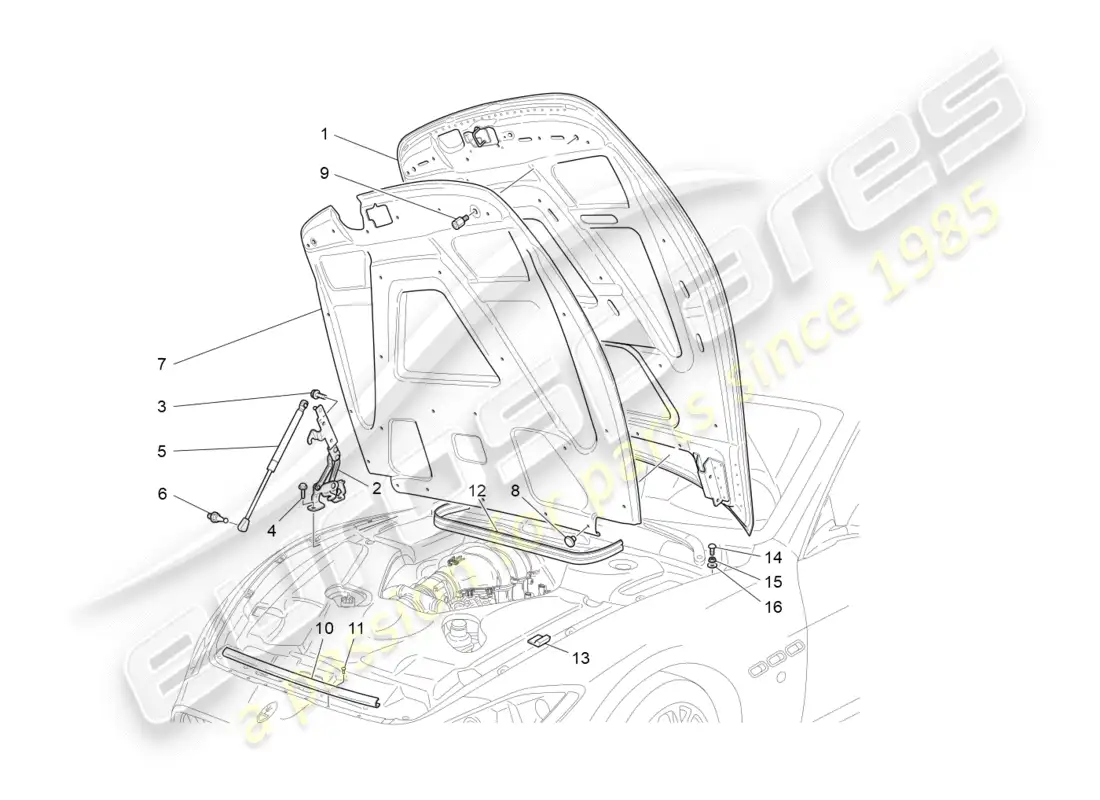 maserati granturismo (2016) tapa delantera diagrama de piezas
