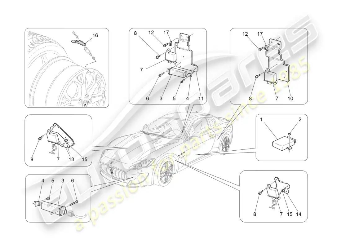 maserati qtp 3.0 tds v6 275hp (2015) diagrama de piezas del sistema de control de presión de neumáticos
