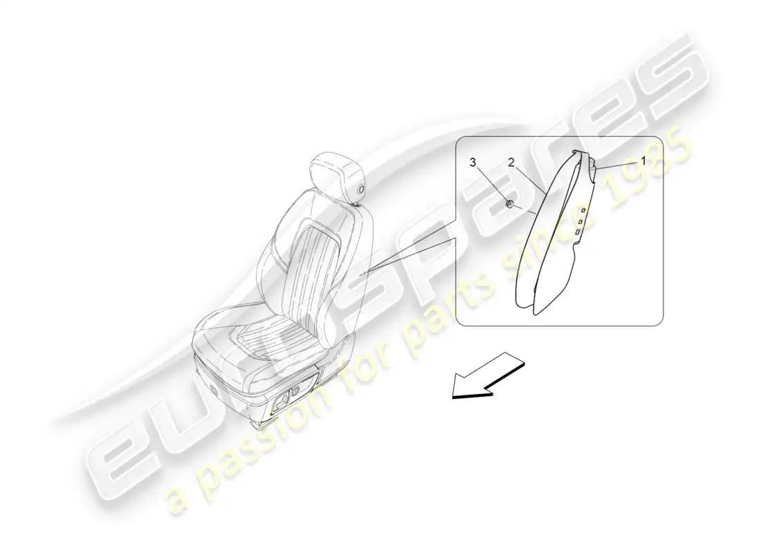 maserati qtp 3.0 tds v6 275hp (2015) diagrama de piezas del sistema de bolsas laterales delanteras