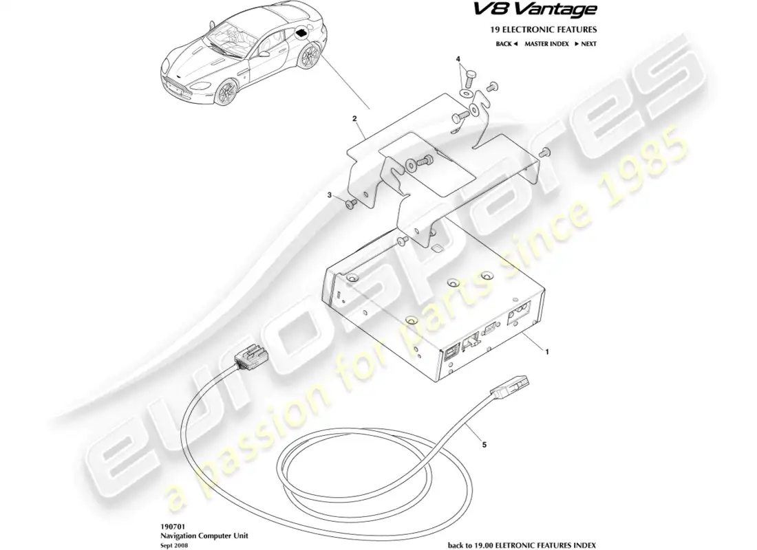 aston martin v8 vantage (2008) navegación, al diagrama de pieza 12my