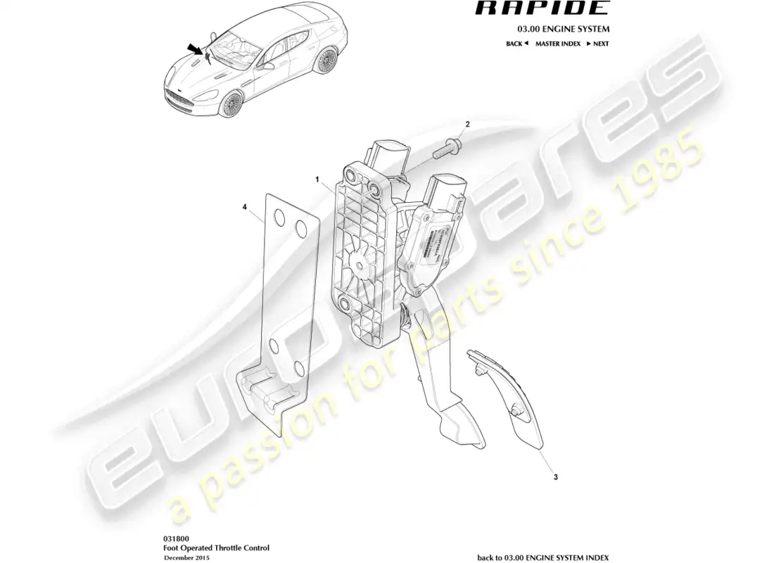 aston martin rapide (2016) throttle control diagrama de piezas