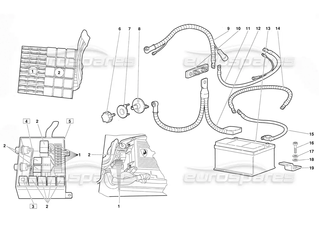 lamborghini diablo (1991) sistema eléctrico (válido para la versión 1992 de junio) diagrama de piezas