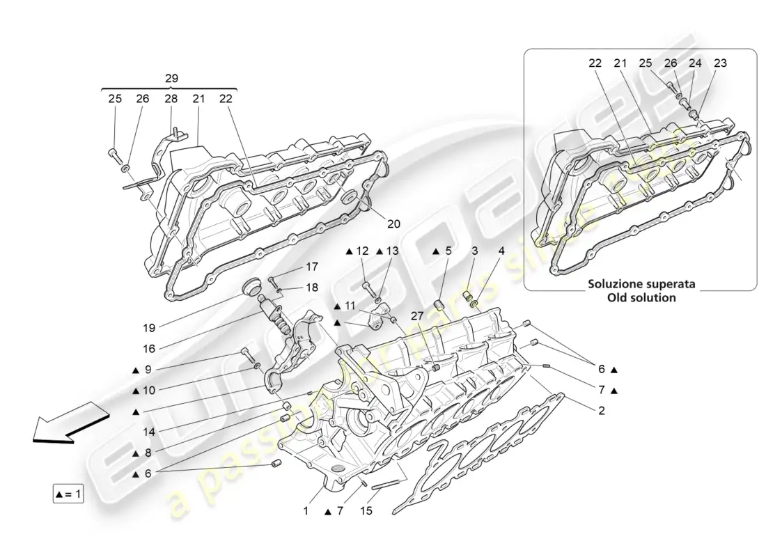 maserati granturismo (2012) culata derecha diagrama de piezas
