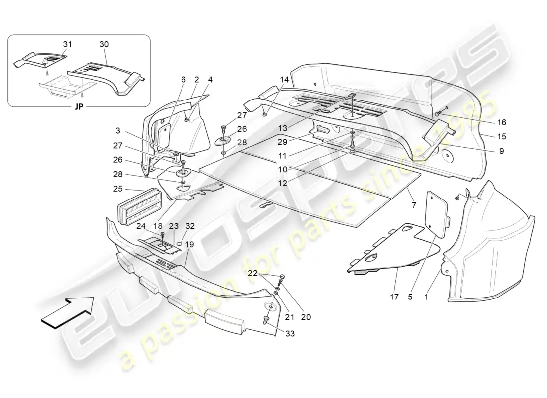 maserati granturismo s (2016) alfombrillas para maletero diagrama de piezas