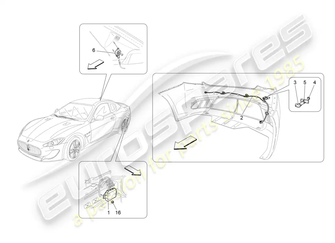 maserati qtp 3.0 tds v6 275hp (2015) diagrama de piezas de los sensores de estacionamiento