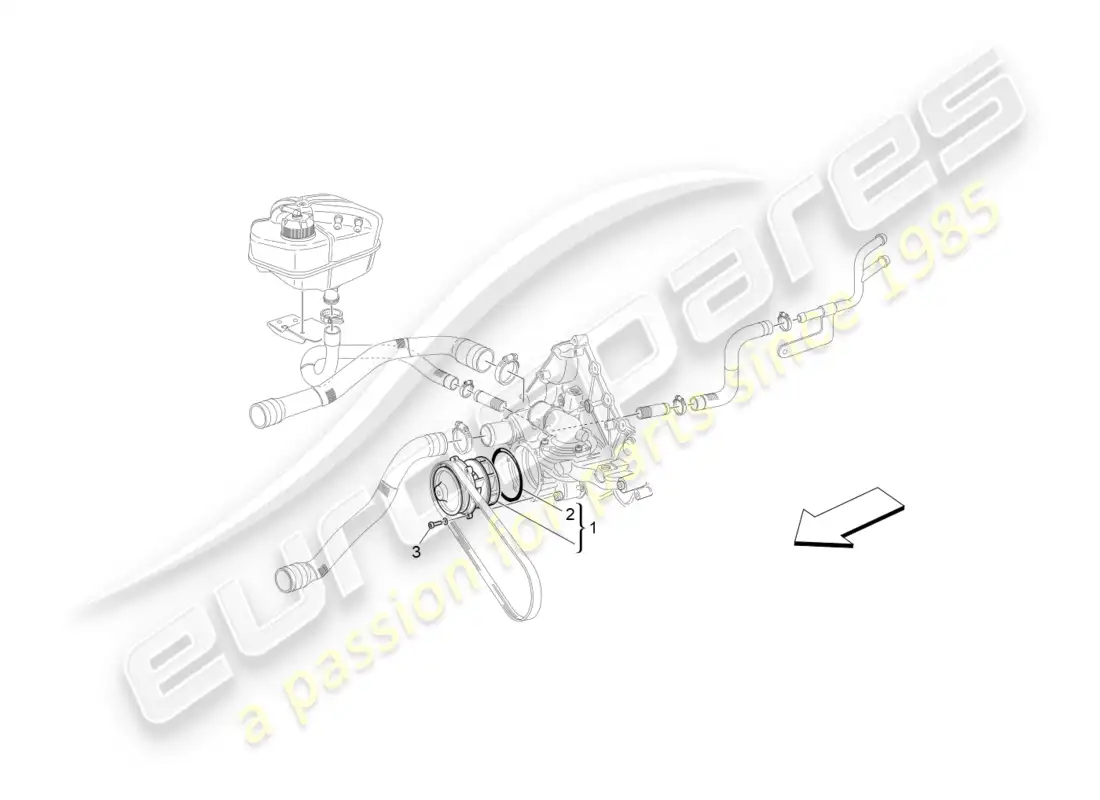 maserati granturismo (2014) sistema de enfriamiento: bomba de agua diagrama de piezas